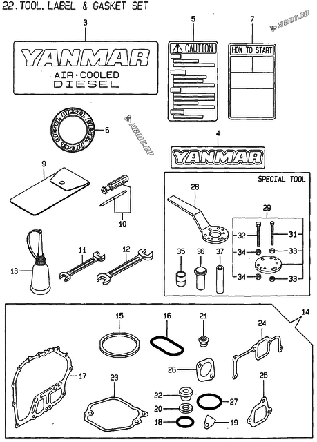  Инструменты, шильды и комплект прокладок двигателя Yanmar L100AE-DEIC