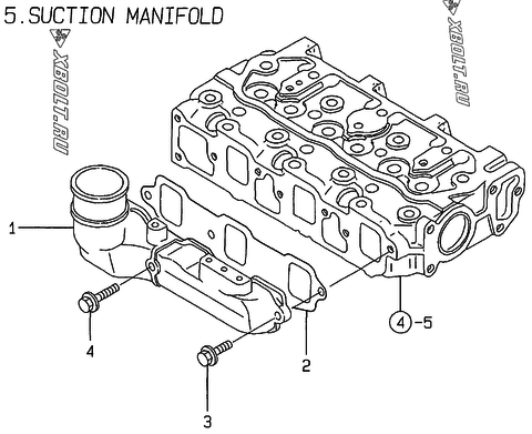  Впускной коллектор двигателя Yanmar 3TNE74-AF