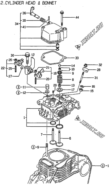  Головка блока цилиндров (ГБЦ) двигателя Yanmar L100AE-DEGMO