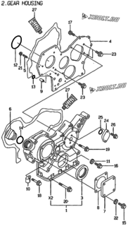  Двигатель Yanmar 3TNE78AC-AD, узел -  Корпус редуктора 