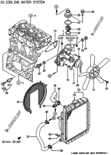  Двигатель Yanmar 3TNE78AC-AD, узел -  Система водяного охлаждения 