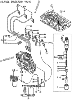  Двигатель Yanmar 3TNE84T-MP, узел -  Форсунка 