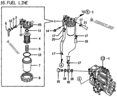  Двигатель Yanmar 3TNE84T-MP, узел -  Топливопровод 