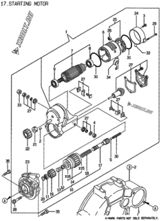  Двигатель Yanmar 3TNE84T-MP, узел -  Стартер 