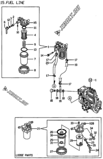  Двигатель Yanmar 3TNE88-PG, узел -  Топливопровод 