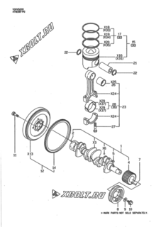  Двигатель Yanmar 4TNE88-PG, узел -  Коленвал и поршень 