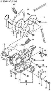 Двигатель Yanmar 3TNE78A-KG2, узел -  Корпус редуктора 