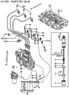  Двигатель Yanmar 3TNE78A-KG2, узел -  Форсунка 