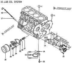  Двигатель Yanmar 4TNE84T-KRV, узел -  Система смазки 
