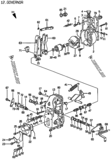  Двигатель Yanmar 4TNE94-HYB, узел -  Регулятор оборотов 