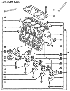  Двигатель Yanmar 4TNE94-SF, узел -  Блок цилиндров 