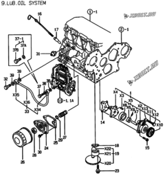  Двигатель Yanmar 3TNE82A-BEN, узел -  Система смазки 
