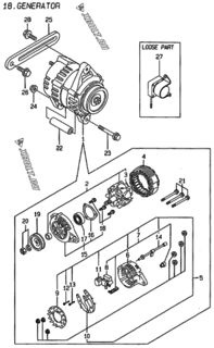  Двигатель Yanmar 4TNE94-ACG, узел -  Генератор 