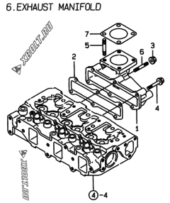  Двигатель Yanmar 3TNE88-LAN, узел -  Выпускной коллектор 