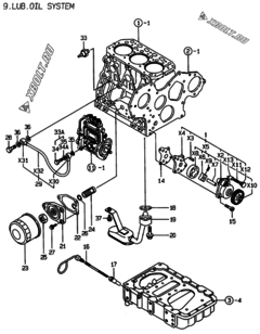  Двигатель Yanmar 3TNE88-LAN, узел -  Система смазки 