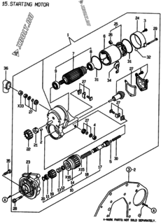  Двигатель Yanmar 3TNE88-LAN, узел -  Стартер 