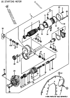  Двигатель Yanmar 4TNE84-ELAN, узел -  Стартер 