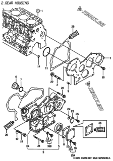  Двигатель Yanmar 4TNE88-LAN, узел -  Корпус редуктора 