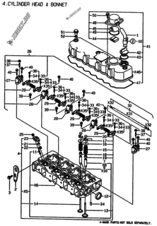 Двигатель Yanmar 4TNE84-EMSA, узел -  Головка блока цилиндров (ГБЦ) 