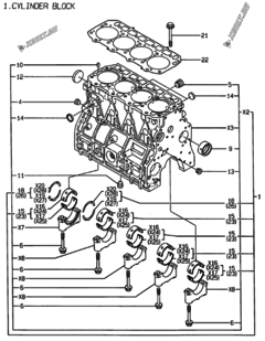  Двигатель Yanmar 4TNE98-AD, узел -  Блок цилиндров 