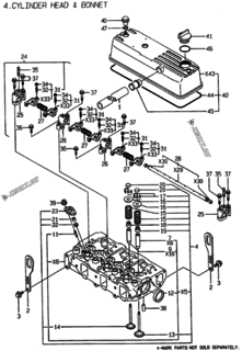  Двигатель Yanmar 3TNE88-YC, узел -  Головка блока цилиндров (ГБЦ) 