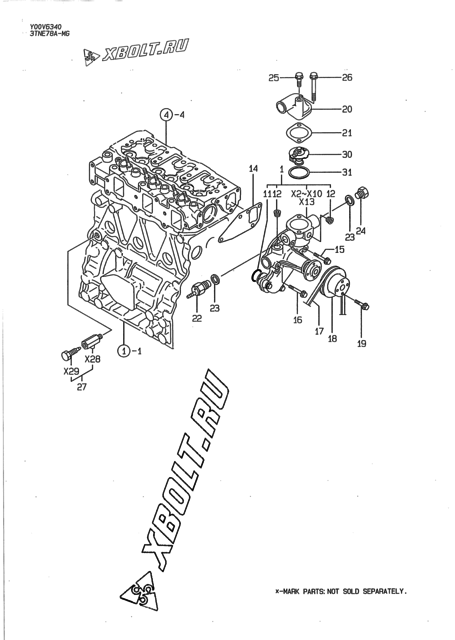  Система водяного охлаждения двигателя Yanmar 3TNE78A-MG