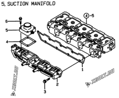  Двигатель Yanmar 4TNE98-HYS, узел -  Впускной коллектор 