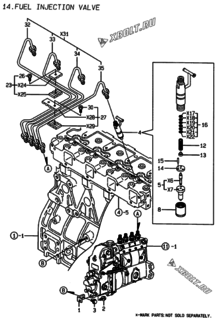  Двигатель Yanmar 4TNE98-HYS, узел -  Форсунка 