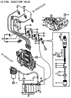  Двигатель Yanmar 3TNE82A-EAF, узел -  Форсунка 