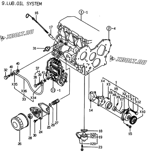  Система смазки двигателя Yanmar 3TNE78A-EHP
