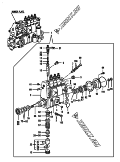  Двигатель Yanmar 4TNE94-SFW, узел -  Топливный насос высокого давления (ТНВД) 