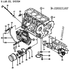  Двигатель Yanmar 4TNE88-EHP, узел -  Система смазки 