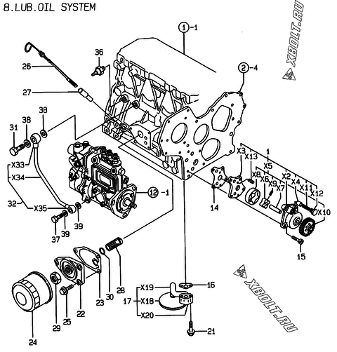  Система смазки двигателя Yanmar 3TNE88MC-K
