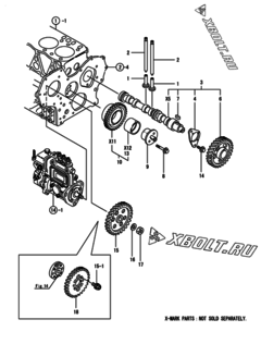  Двигатель Yanmar 3TNE84MT-K, узел -  Распредвал и приводная шестерня 