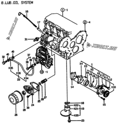  Двигатель Yanmar 3TNE82AC-KM, узел -  Система смазки 