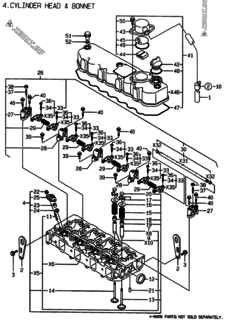  Двигатель Yanmar 4TNE88-BME, узел -  Головка блока цилиндров (ГБЦ) 