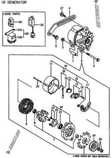  Двигатель Yanmar 4TNE98-AMM, узел -  Генератор 