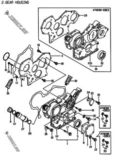  Двигатель Yanmar 4TNE88-EBE2, узел -  Корпус редуктора 