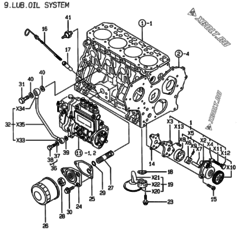  Двигатель Yanmar 4TNE88-ENSR, узел -  Система смазки 
