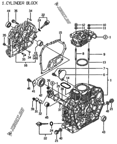  Двигатель Yanmar L70AE-DWKPA, узел -  Блок цилиндров 