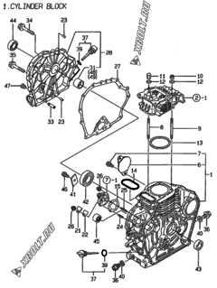 Двигатель Yanmar L48AE-DWKPA, узел -  Блок цилиндров 
