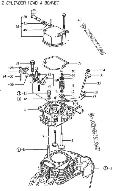  Головка блока цилиндров (ГБЦ) двигателя Yanmar L48AE-DWKPA