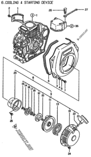  Двигатель Yanmar L48AE-DWKPA, узел -  Пусковое устройство 