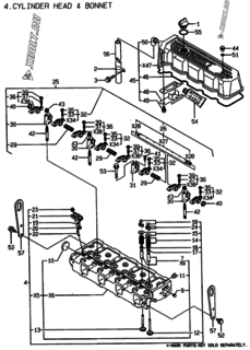  Двигатель Yanmar 4TNE94-WI, узел -  Головка блока цилиндров (ГБЦ) 