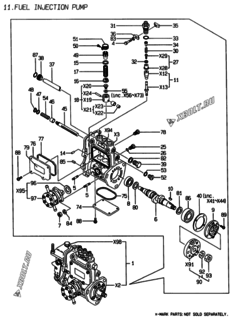  Двигатель Yanmar 3TNE88-EDN, узел -  Топливный насос высокого давления (ТНВД) 