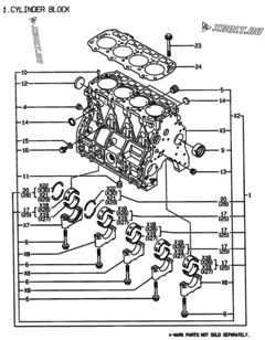  Двигатель Yanmar 4TNE94-PD, узел -  Блок цилиндров 