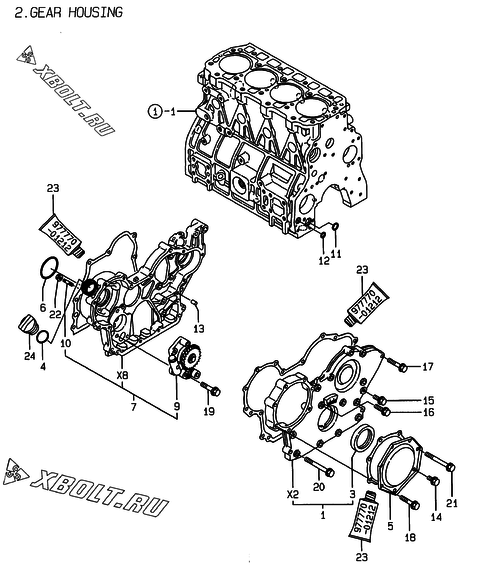 Корпус редуктора двигателя Yanmar 4TNE94-PD