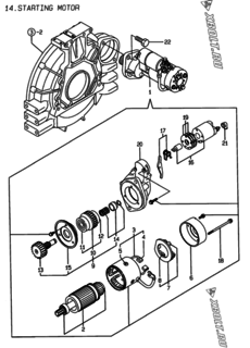  Двигатель Yanmar 4TNE94-PD, узел -  Стартер 