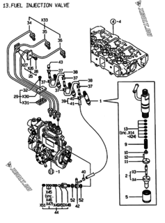  Двигатель Yanmar 3TNE78AC-EAD, узел -  Форсунка 