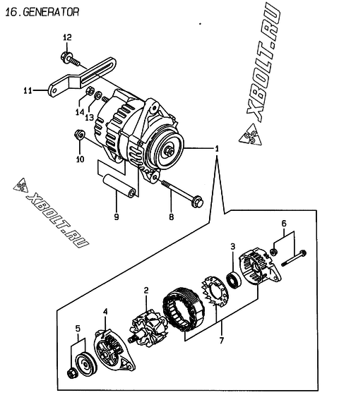  Генератор двигателя Yanmar 3TNE68-ELG4